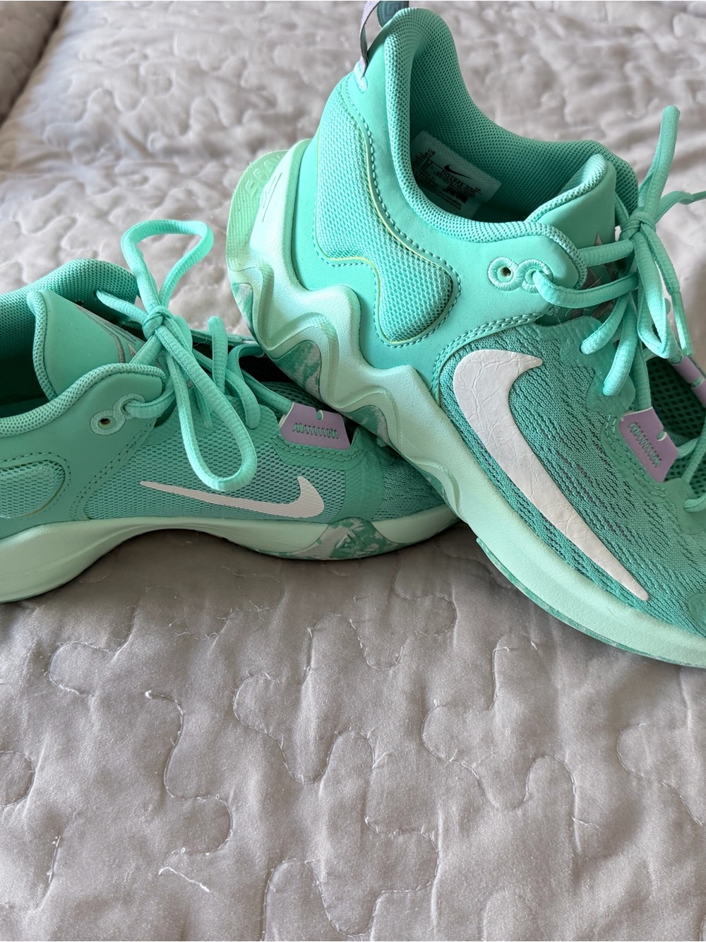 Nike Kids Giannis Immortality 2-Mint Green Athletic Sneakers with White Swoosh